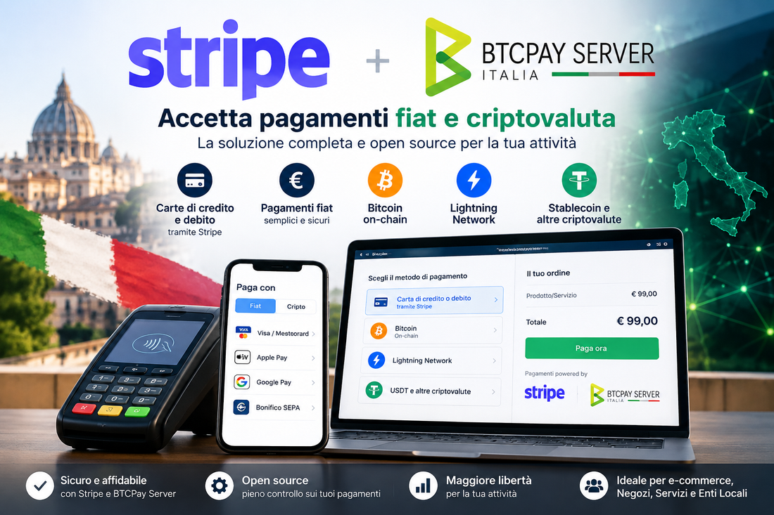 Stripe e BTCPay Server Italia: l’adozione di Bitcoin parte da qui